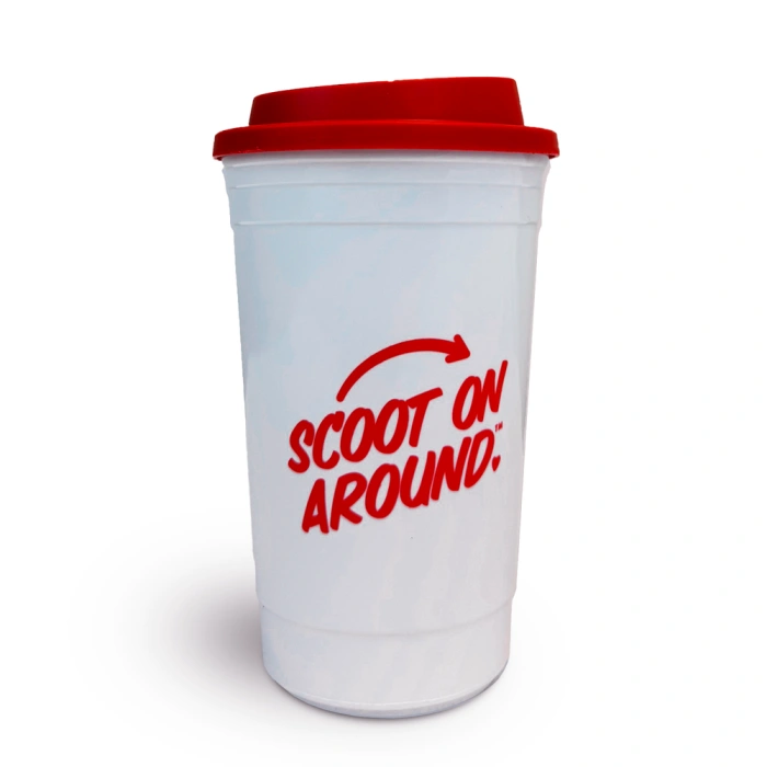 Scoot on Around Travel Cup, of scooters coffee