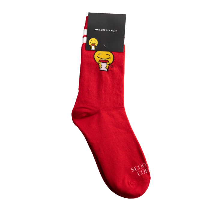 Smiley Socks at scooters coffee shop