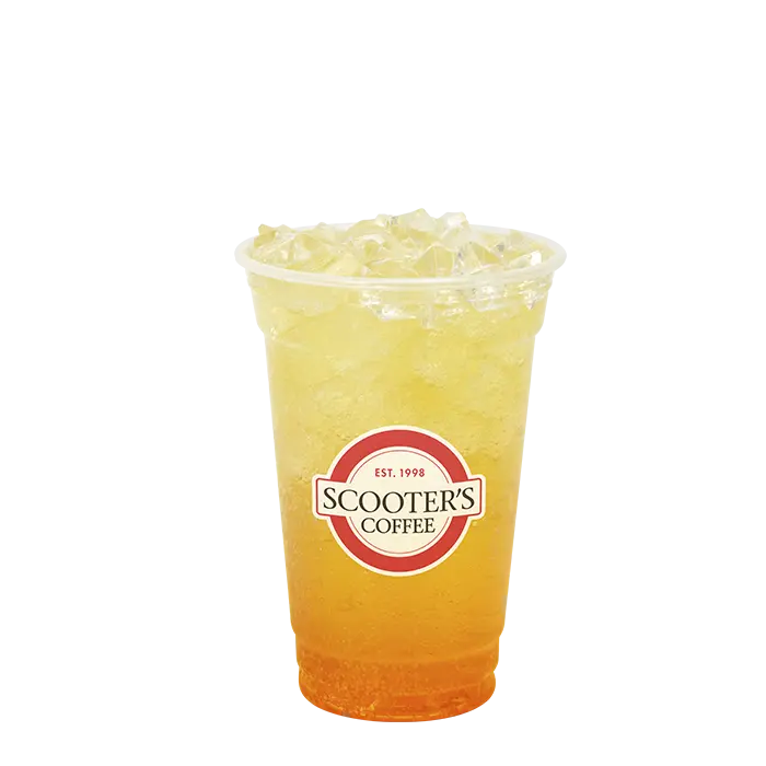 A cup OF Tropical Fury Red Bull® Infusion OF SCOOTERS COFFEE
